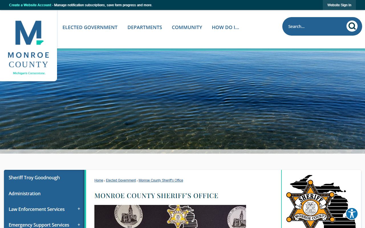Monroe County Sheriff's Office page for arrest records and charge contacts