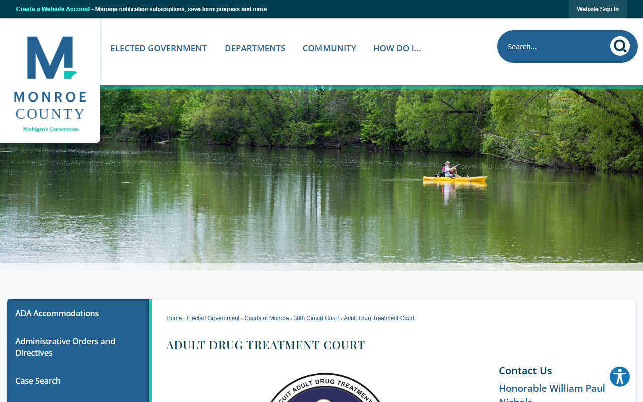 Monroe County Adult Drug Treatment Court program page linked from court records
