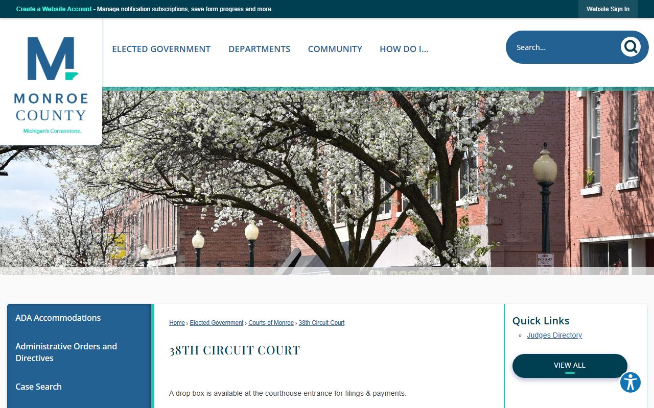 Monroe County court records at the 38th Circuit Court jurisdiction page