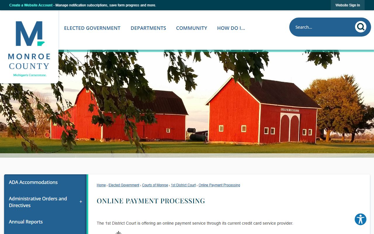 Monroe County 1st District Court online and phone payment options for traffic citations
